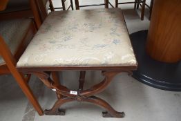 A 19th Century mahogany dressing table stool of large proportions
