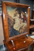 A 19th Century mahogany framed firescreen with feltwork insert (af)