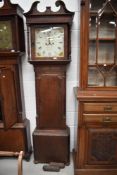 A mahogany cased long case clock , pained dial Scales of Kendal (being sold for St Johns Hospice)