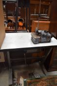 A vintage commercial singer sewing machine
