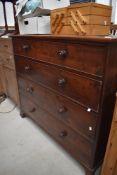 A 19th Century chest of four long drawers, possibly Cedarwood, width approx. 123cm