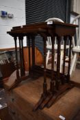 A period style nest of three tables having fine bamboo effect turned legs