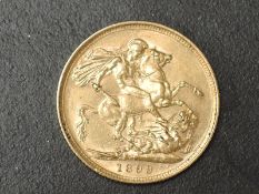 A Queen Victoria 1899 Old Head Gold Sovereign with Sydney Mint mark