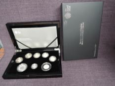 A Royal Mint 2016 United Kingdom Silver Proof Piedfort Coin Set, eight coins no 0054/1500 in case