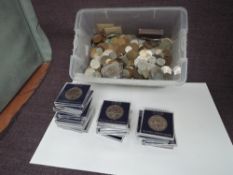 A large collection of GB and World Coins including modern GB £5, £2, 50p and Crowns including