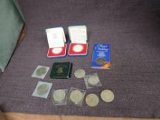 A small collection of GB Coins including two Silver Crowns,