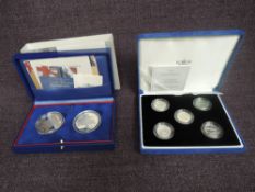 A 2007 Silver Proof Five One Pound Coin Set, with certificates and case along with a Royal Mint