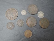 A small collection of American Coins including Small and Large Cents, 1 Cent Washington, 1901