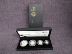 A Royal Mint United Kingdom 2012 Britannia 4 Coin Silver Proof Set, with case and outer box with