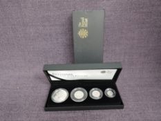 A Royal Mint United Kingdom 2009 Britannia 4 Coin Silver Proof Set, with case and outer box with