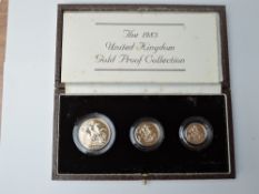 A United Kingdom Royal Mint 1983 Gold Proof Collection comprising, Two Pound Coin, Sovereign and