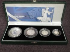 A Royal Mint United Kingdom Britannia Collection 2001 Silver Proof 4 Coin Set, £2, £1, 50p & 20p