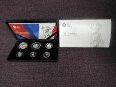 A Royal Mint United Kingdom Britannia Collection 2014 Silver Proof 6 Coin Set, £2, £1, 50p, 20p, 10p