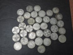 Thirty Five GB Silver Florins, Queen Victoria to George VI includes 1902, 1904, 1906, 1907, 1908,