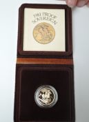 A Royal Mint 1981 Proof Gold Sovereign with box & certificate