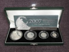 A Royal Mint United Kingdom Britannia Collection 2007 Silver Proof 4 Coin Set, £2, £1, 50p & 20p