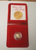 A Royal Mint 1980 Proof Gold Half Sovereign with box & certificate