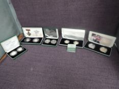 Five Royal Mint Silver Proof Coin Sets, 1997 Fifty Pence Two Coin, 2006 Victoria Cross Fifty Pence