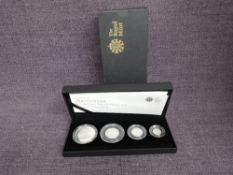 A Royal Mint United Kingdom 2010 Britannia 4 Coin Silver Proof Set, with case and outer box with
