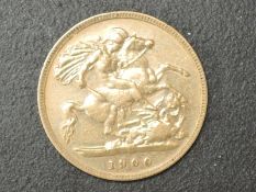 A Queen Victoria 1900 Old Head Gold Half Sovereign, Royal Mint