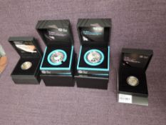 Four Royal Mint Silver Proof Piedfort Coins, London 2012 Paralympic Five Pound, London 2012