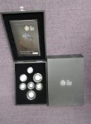 A Royal Mint 2008 United Kingdom Royal Shield of Arms Silver Piedfort Collection, seven coins no