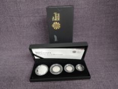 A Royal Mint United Kingdom 2011 Britannia 4 Coin Silver Proof Set, with case and outer box with