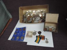 A collection of GB & World Coins including Silver (3 1/2 oz), along with a 1939-45 Medal to 300137
