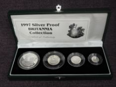 A Royal Mint United Kingdom Britannia Collection 1997 Silver Proof 4 Coin Set, £2, £1, 50p & 20p