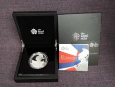 A Royal Mint 2015 United Kingdom Silver Proof £10 Coin, 5oz of fine silver, 10/ 650 in case with