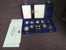 A Royal Mint United Kingdom Millennium Silver Collection, 9 coins and 4 Maundy coins, 12630/15000 in