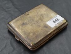 An Indian white metal cigarette case, of hinged rectangular form, decorated with hand-engraved map