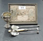 A George V silver photograph frame, of rectangular form with rope-twist border, marks for Birmingham