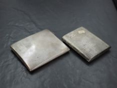 A George V silver cigarette case, of hinged rectangular form, with engine-turned decoration and
