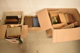 Three boxes of library text and reference books