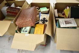 Three boxes of library text and reference books