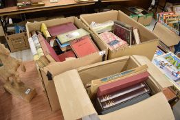 Three boxes of library text and reference books