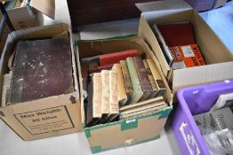 Three boxes of library text and reference books