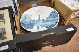 A Victorian relief plaque depicting Manchester Market-sted lane and similar plate for Bruges