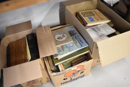 Three boxes of library text and reference books
