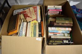Three boxes of library text and reference books