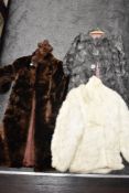 Five vintage fur coats, including white Coney, also included is a faux fur coat.