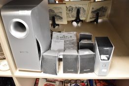 A Panasonic Wireless system SE-FX60 and speakers.