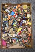 A box full of collectable vintage and retro key rings.