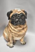 A 20th century Italian life size figure of a pug possibly by Capodimonte