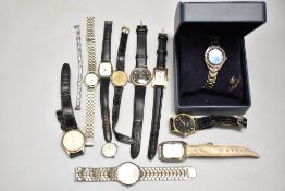 A box of various wrist watches including Sekonda, Vivani, etc