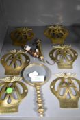 Six early 20th century motor car grill badges in brass for the AA