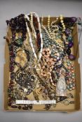 A tray of costume necklaces etc