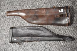 Two vintage leather gun cases.