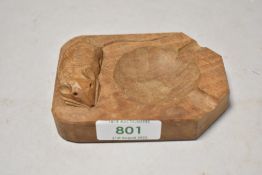A 20th century Robert Mouseman Thompson oak carved ashtray
